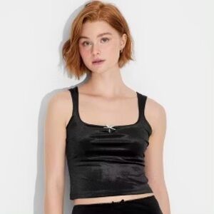 Wild Fable Velvet Tank Cropped Tank Black XS